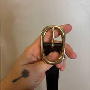 H&M Black Belt with Gold Buckle